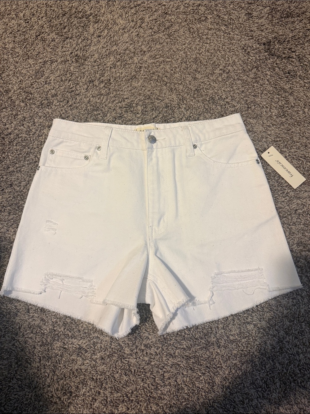 Francesca's Collections White Distressed Denim Cutoff Shorts